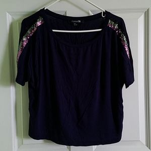 Sequin Sleeve Purple Top